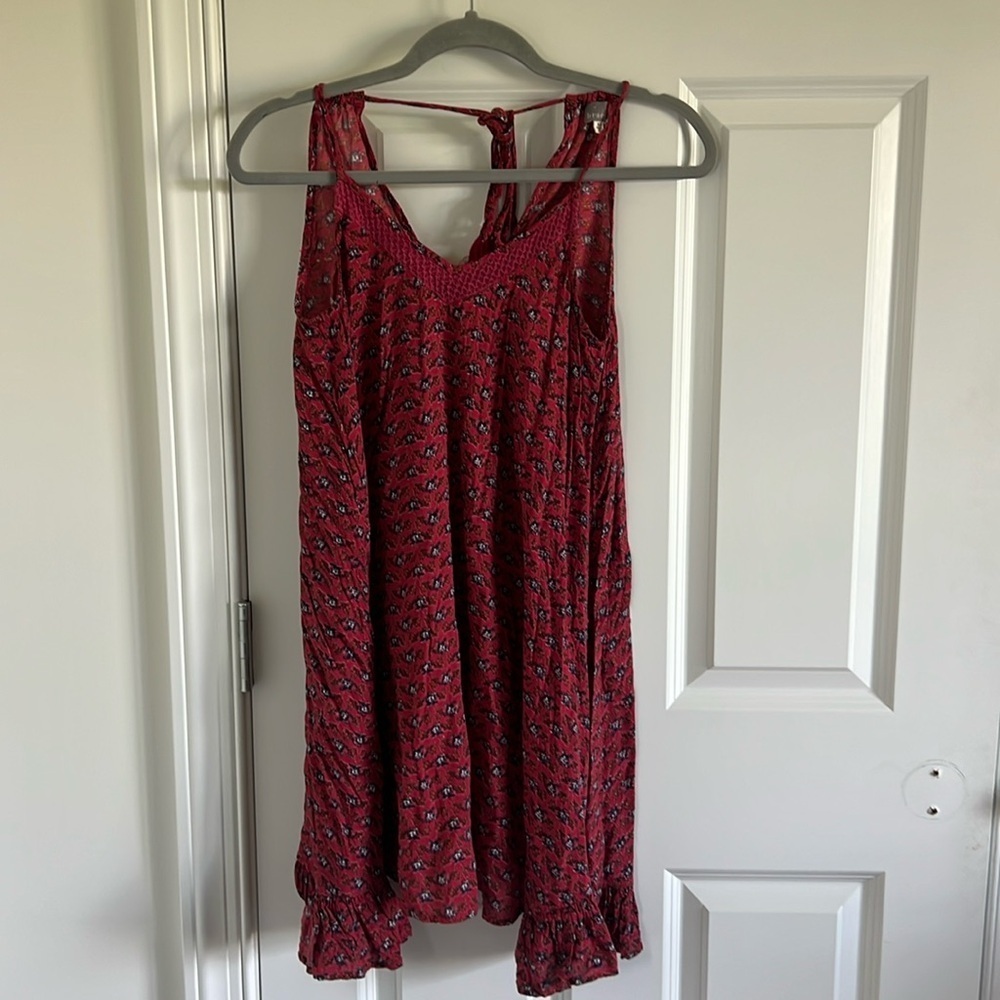 Braeve boho Dress Floral Red Size XS Tassle Tie in the back